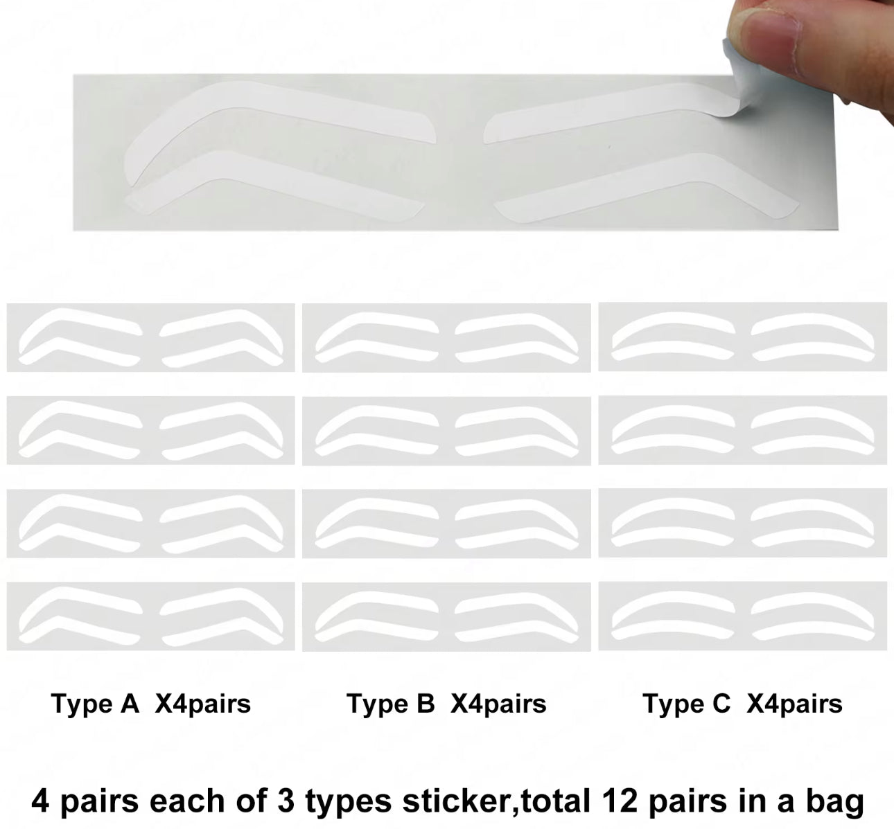 Disposable Eyebrow Shape Stencil Tape Sticker (white)