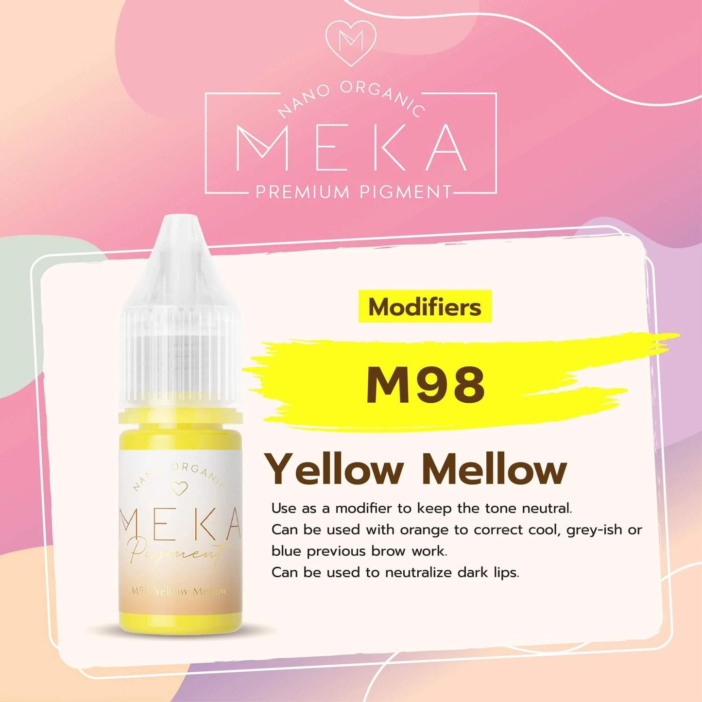 nano organic meka yellow Mello pmu corrector for grey or purple brows lor lips