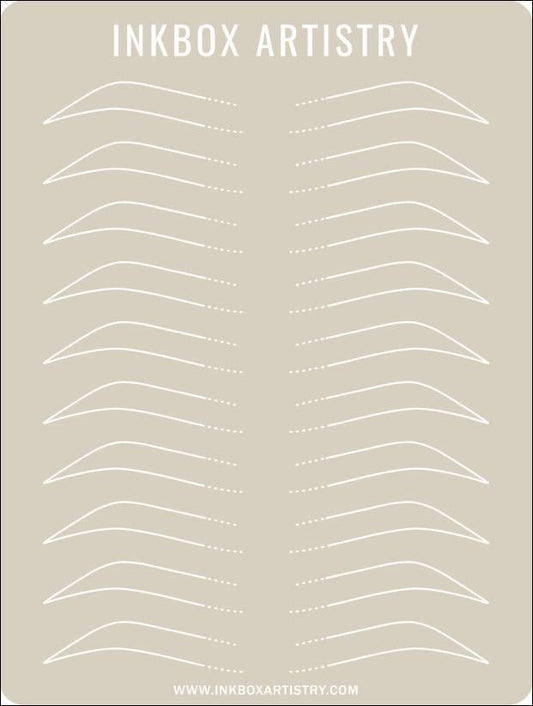 Pre - Drawn Eyebrow Practice Skin with Dotted Fronts - Inkbox Artistry