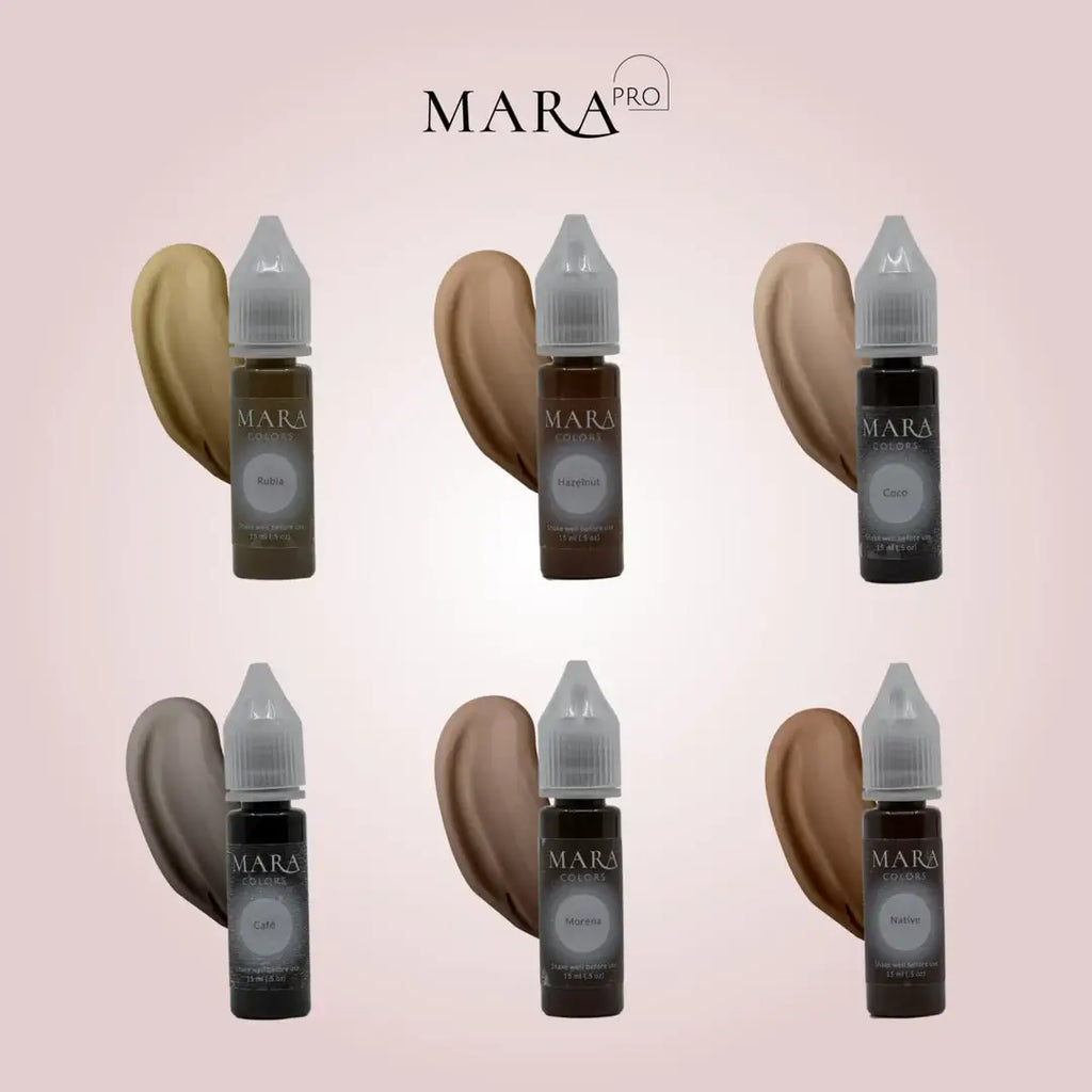 mara colors, mara pro, eyebrow pigment color, eyebrow pigment set, eyebrow pigment set for beginners 