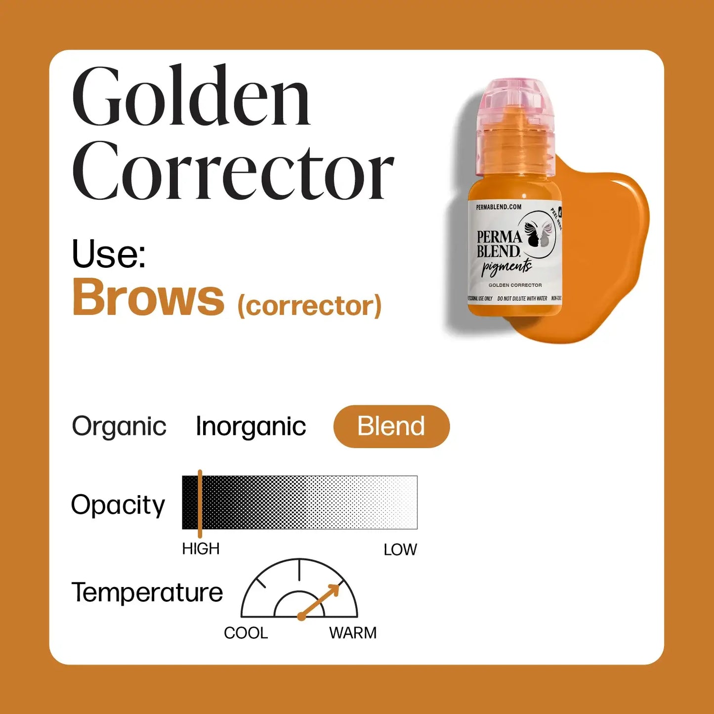 brow corrector golden blend of inorganic and organic pigments warm temp